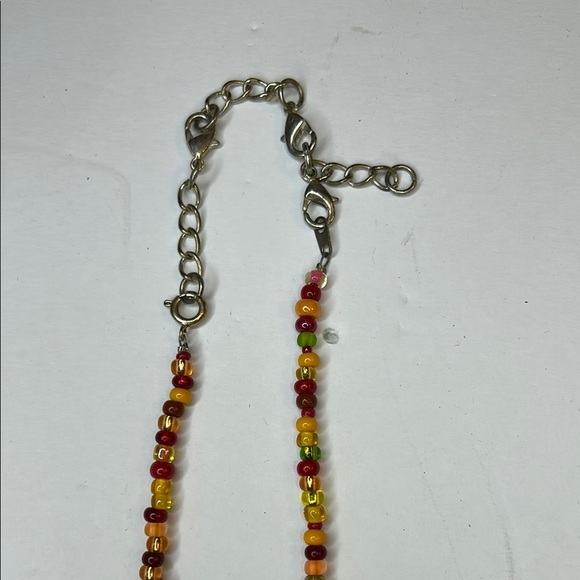 Colorful fall theme Beaded Necklace glass and acrylics orange red green yellow - Picture 4 of 5